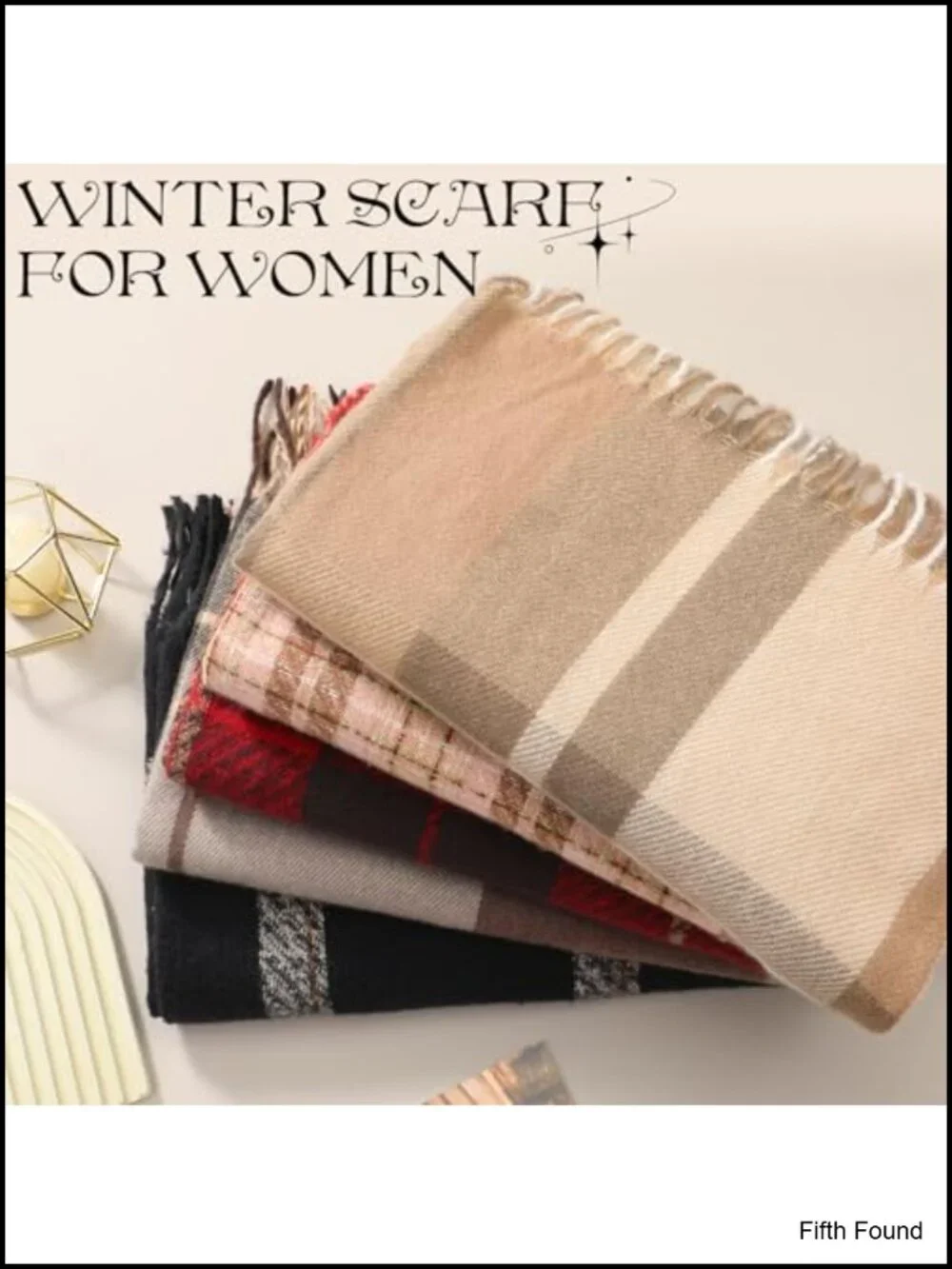 Plaid Shawl Wrap Blanket Scarf Oversized Tassel Acrylic Winter
